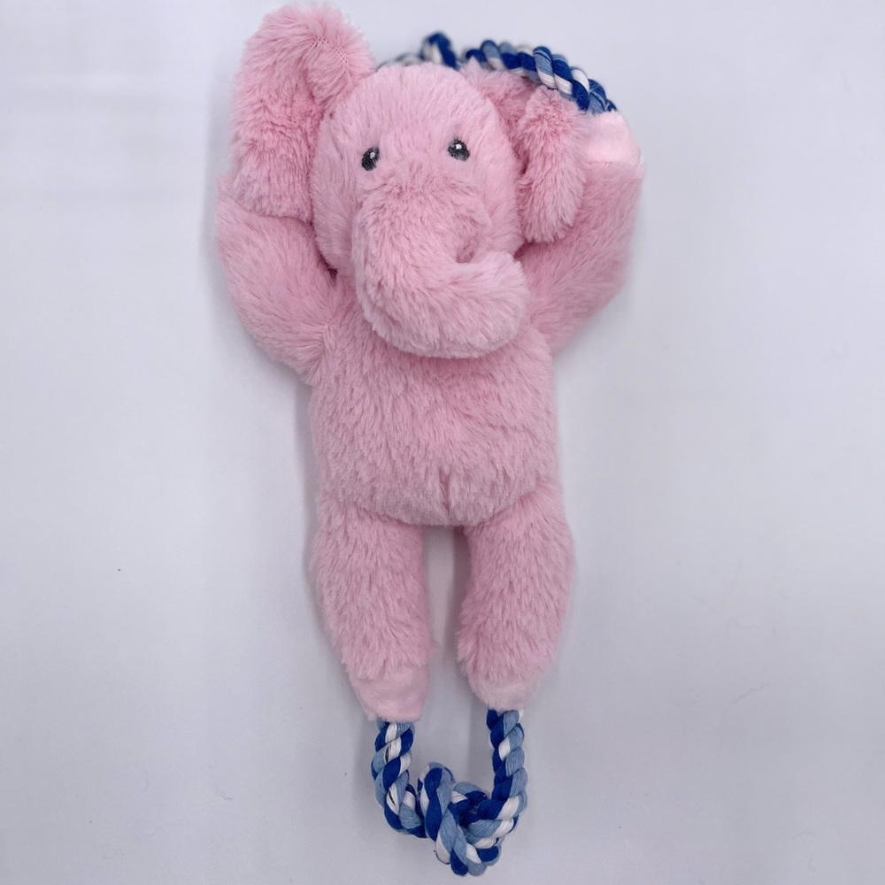 Pink Elephant Dog Toy Squeaky Rope Plush Dog Toy
